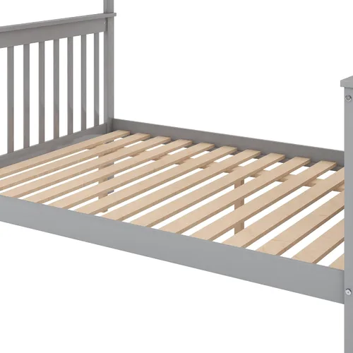 Vista 7 de Harper & Bright Designs - Literas de madera individual sobre matrimonial con nido, marco de cama de madera maciza con estante de almacenamiento