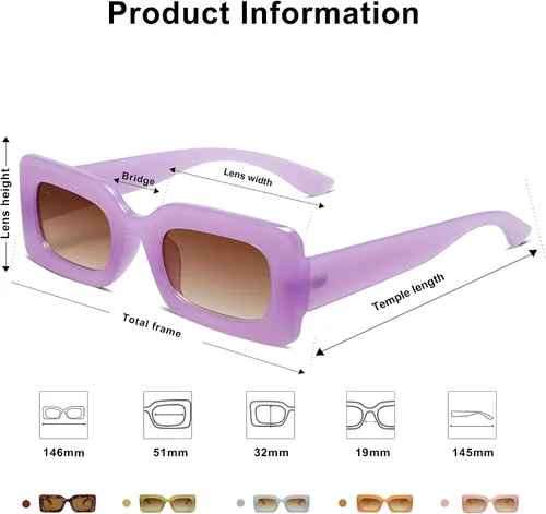 Vista 4 de SOJOS Retro 90s Nude Rectangle Sunglasses For Women Trendy Chunky Glasses Pebble SJ2160