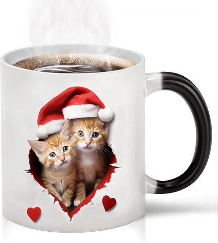 Vista 13 de Caliamary Halloween Color Changing Mug – 11oz Heat Sensitive Coffee Cup with Black Cat & Pumpkin, Novelty Ceramic Mug, Fun Gift for Friends, Women