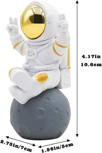 Vista 5 de Oooct Estatua de astronauta decoración de pecera, decoración de acuario de peces pequeños de resina, adorno de figura pequeña de pecera, adornos