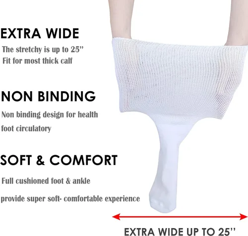 Vista 2 de CIRZUEX Calcetines Extra Anchos para Linfedema Pies Hinchados Pierna, Calcetines Bariátricos, Calcetín de Bota de Yeso, Diabético Sin Compresión