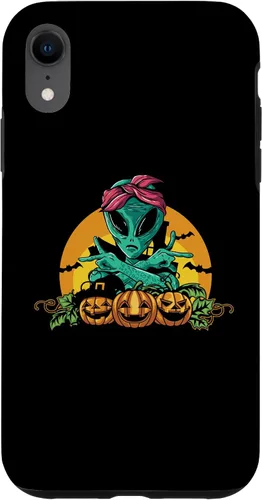 Vista 8 de iPhone 13 Pro Alien Peace Sign Halloween Costume Pumpkin Men Women Kids Case