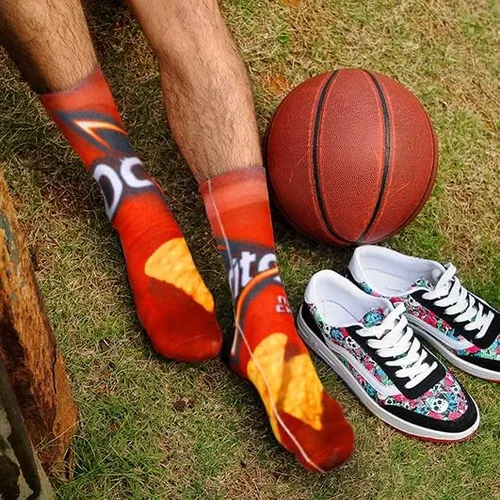Vista 3 de Calcetines divertidos y locos para hombre, unisex, novedosos, estampados en 3D, calcetines de tubo de baloncesto, regalos de Navidad