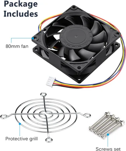 Vista 7 de GDSTIME Ventilador PWM de 3.150 in x 0.984 in de 4 pines, alta velocidad 12V 3.150x315.945 in de presión estática PC CPU Cooler Ventilador