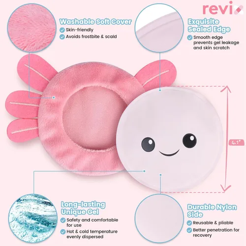 Vista 4 de REVIX Paquetes de hielo para niños - Bolsas de gel frías reutilizables para niños pequeños y bebés, cubiertas de tela suaves con 4 lindos diseños