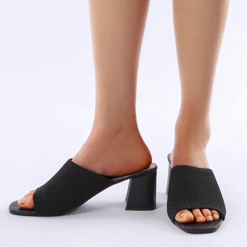 Vista 5 de MUSSHOE Sandalias bajas de tacón grueso sandalias de mujer transpirables con punta cuadrada
