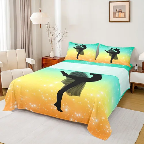 Vista 23 de Juego de sábana bajera ajustable de teñido anudado para niñas, juego de ropa de cama con diseño de arco iris degradado de arcoíris, lindo juego