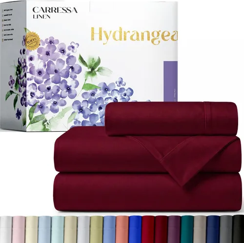 Vista 28 de Carressa Linen - Juego de sábanas 100% algodón de 600 hilos
