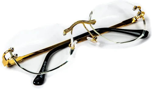 Vista 4 de Gafas de hip hop ovaladas con marco dorado retro sin montura para hombre