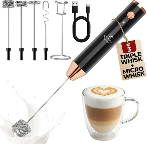 Vista 112 de Zulay Kitchen Potente varita espumadora de leche con 2 baterías Duracell – Mezclador de bebidas portátil ultrarrápido – Máquina de espuma eléctrica