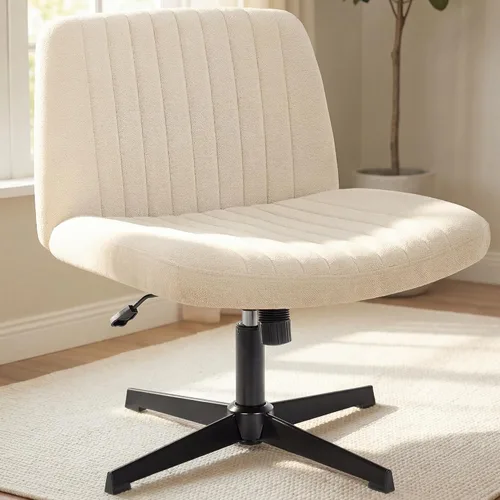 Vista 21 de NEO CHAIR Silla cruzada con ruedas, escritorio de oficina con patas marrón (Brown PU)