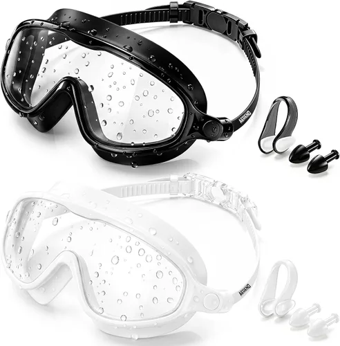 Vista 8 de Aegend Gafas de natación para adultos y jóvenes, paquete de 2 gafas de natación antivaho anti-UV para hombres y mujeres