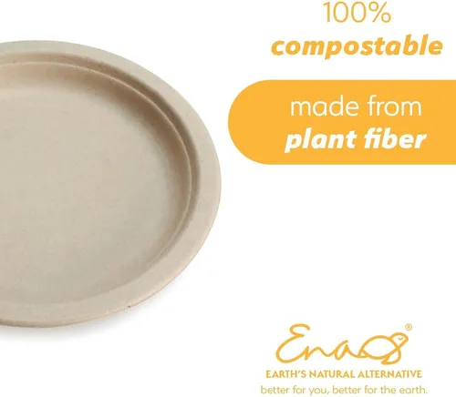 Vista 3 de Platos de papel desechables 100% compostables a granel [6 pulgadas 1000 paquetes], platos de bambú, ecológicos, biodegradables, resistentes platos