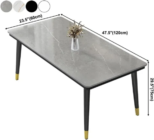 Vista 2 de Mesa de mármol, mesa de comedor con forma rectangular estándar industrial, mesa de comedor con parte superior de piedra sinterizada para cocina