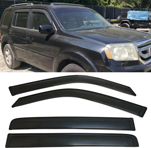 Vista 8 de Viseras tintadas de humo para ventana, parasol y lluvia, deflector de ventilación compatible con Honda Pilot 2003-2008