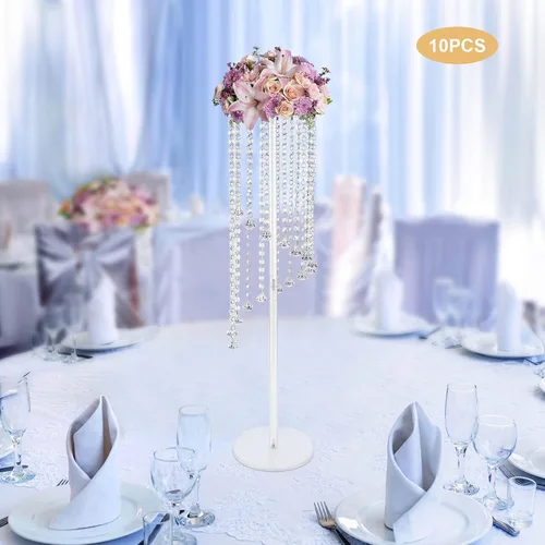 Vista 8 de Gdrasuya10 10 soportes acrílicos para flores, jarrones acrílicos de 31.5 pulgadas, centros de mesa de boda, jarrones de flores con cadenas