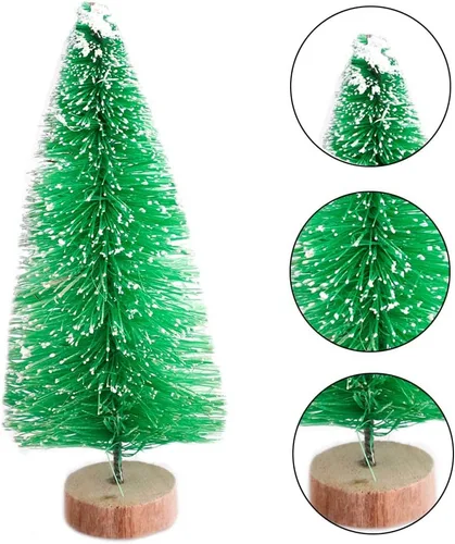 Vista 7 de 40 mini árbol de Navidad, mini árboles de sisal multicolor, árboles de cepillo para botellas, mini árboles artificiales con base de madera, árboles