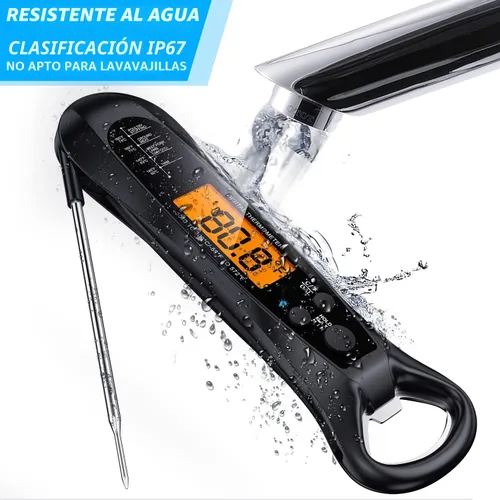 Vista 7 de Therm Pro® Chef - Termómetro digital para carne, lectura instantánea de 1 segundo, certificado NIST® con precisión de ± 0.5 ℉, pantalla LED ultra
