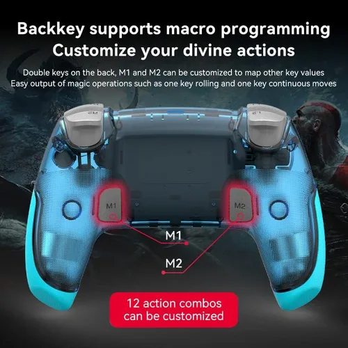 Vista 4 de RALAN Controlador inalámbrico azul compatible con Playstation 4ProSlimpara PS4 Dualshock 4 Gamepad con conector para auriculares y almohadilla táctil