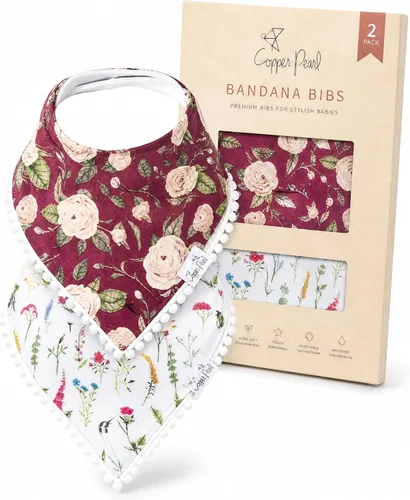 Vista 11 de Copper Pearl Baberos tipo bandana para bebé, paquete de 4 baberos de algodón suave para babear y dentición, absorbentes, ajuste ajustable, muchos
