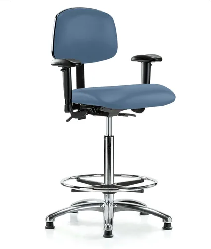 Vista 47 de PERCH - Silla giratoria con ruedas para alfombra o linóleo, cromado, Textil, Tela negra