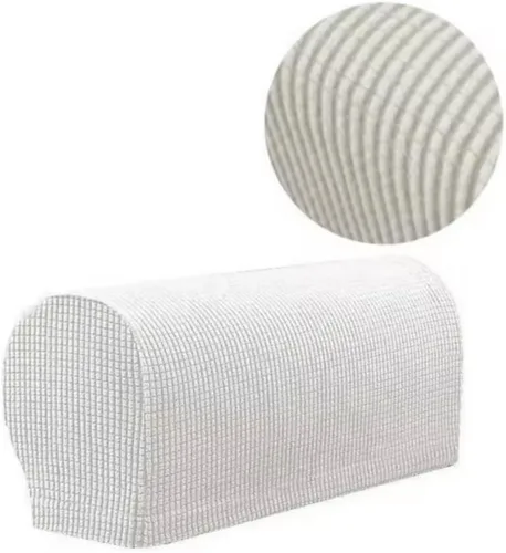 Vista 4 de Paquete de 4 fundas de sofá beige crema para brazos: protección contra arañazos para muebles beige – Fundas con temática navideña, antideslizantes