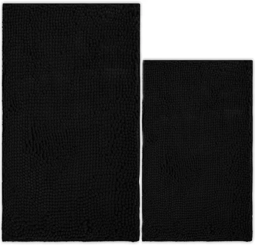 Vista 46 de Juego de 2 tapetes de baño de chenilla, superabsorbentes, con fuerte respaldo antideslizante de PVC, tapetes de baño para baño, peludos