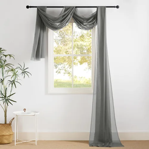 Vista 30 de NICETOWN Cenefa decorativa larga para ventana, cenefa de bufanda de boda, cortina de gasa para sala de estar, dormitorio, ceremonia