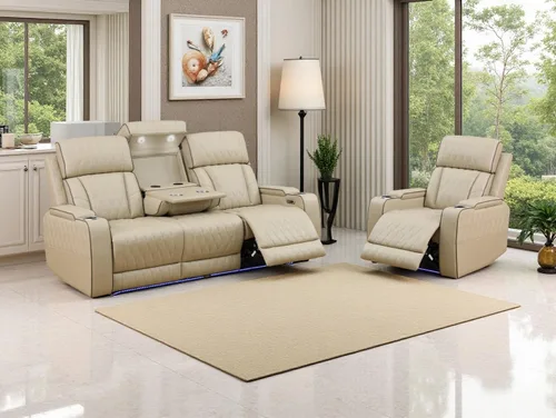 Vista 8 de Juego de sofás reclinables eléctricos, juegos de muebles de sala de estar, sofá reclinable eléctrico moderno negro, sofá biplaza y silla