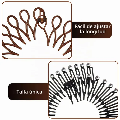Vista 3 de WILLBOND 14 diademas circulares flexibles, peine elástico circular con peine de dientes, diadema de plástico en zigzag, accesorios para la cabeza