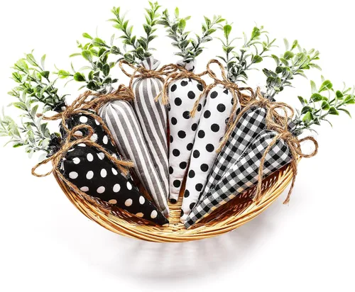 Vista 10 de Skylety Decoraciones de zanahoria de Pascua, paquete de 8 unidades, zanahorias artificiales de tela, no tejidas para rellenos de cestas de Pascua