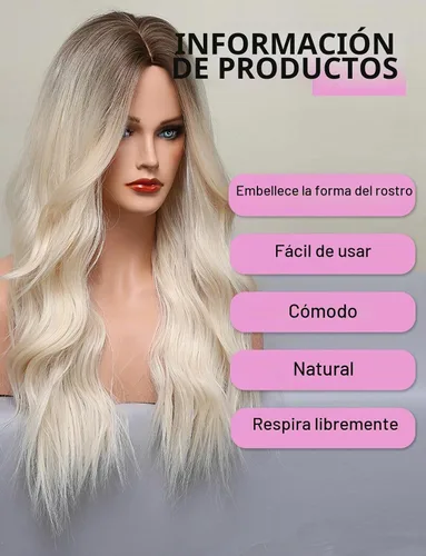 Vista 2 de HAIRCUBE Pelucas rubias largas para mujer, peluca de cabello sintético rizado y ondulado para uso diario