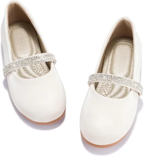 Vista 7 de Zapatos de vestir para niñas con flores, zapatos de princesa Mary Jane, zapatos de ballet para niños pequeños y grandes, zapatos elegantes