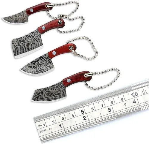 Vista 2 de Juego de cuchillos de bolsillo de Damasco Mini Chef Tiny Cleaver para abridor de paquetes Cortador de caja - de 4