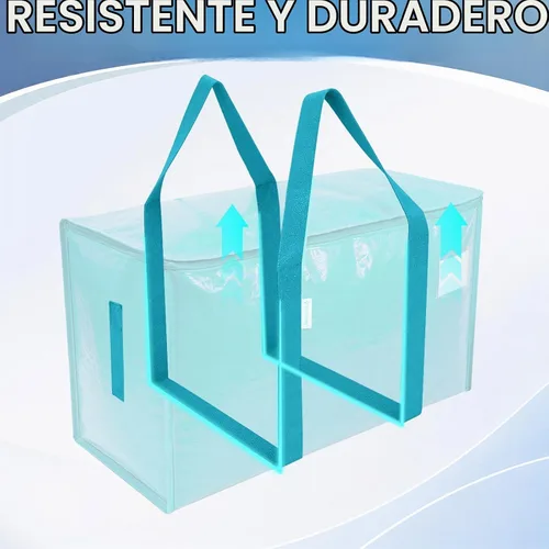 Vista 6 de TICONN Paquete de 2 bolsas de mudanza extra grandes resistentes con cremalleras y asas de transporte, bolsas de almacenamiento duraderas para Aqua