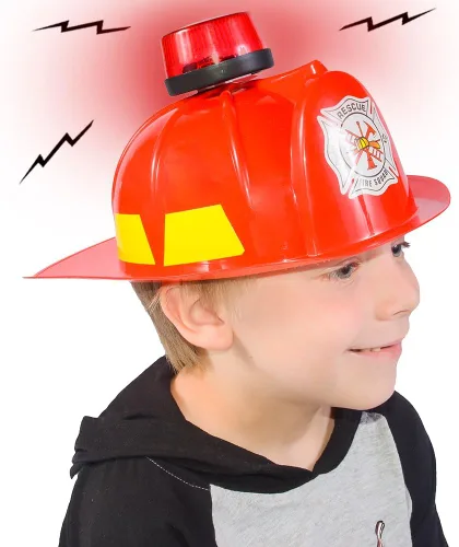 Vista 6 de Funny Party Hats - Sombreros de disfraz para niños: Sombrero de policías y bomberos para juegos de rol con luces, talla única