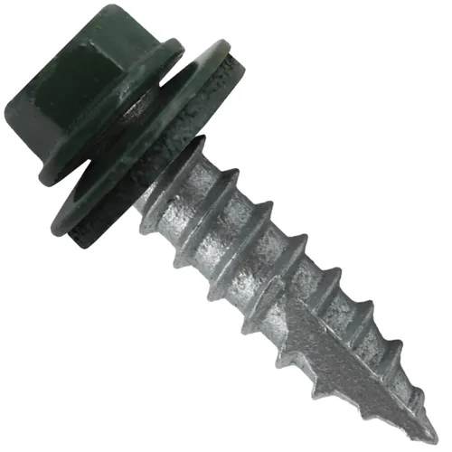 Vista 4 de TORNILLOS PARA TECHOS DE METAL #14: (250) Tornillos x 1" ABC GRIS Tornillo para techo de chapa metálica con cabeza hexagonal y arandela.