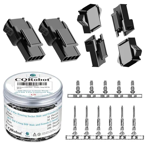 Vista 49 de CQRobot JST EL 4.5 mm de paso 2 pines conector electrónico IC macho, enchufes hembra carcasa y kit de terminales de crimpado en T macho/hembra. 50