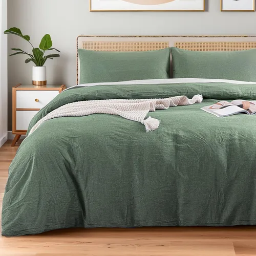 Vista 11 de NEXHOME PRO Funda de edredón Twin XL 100% algodón lavado, transpirable, duradera, texturizada, similar al lino, juego de ropa de cama para el hogar