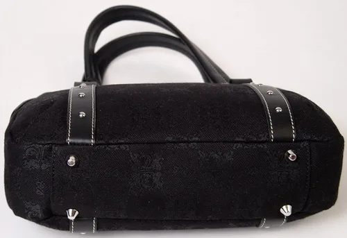 Vista 2 de Tempo by Leonello Borghi Toscana Logo Hobo Bag con ribete de cuero (negro), Negro