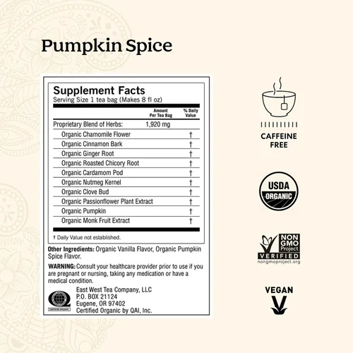 Vista 2 de Yogi Tea Pumpkin Spice Tea – 16 bolsas de té por paquete (4 paquetes) – Bolsas de té de especias de calabaza orgánica de edición limitada – Perfecto