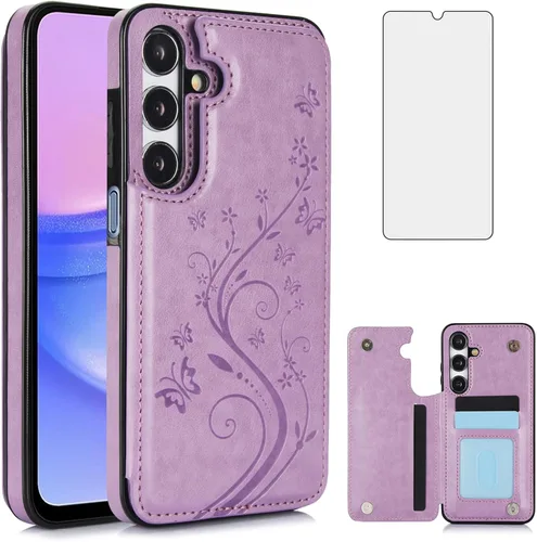 Vista 9 de Asuwish Funda de teléfono para Samsung Galaxy A15 5G/4G con protector de pantalla de vidrio templado, tarjetero con soporte para tarjetero, soporte