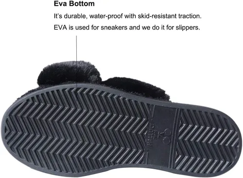 Vista 4 de HALLUCI - Pantuflas para mujer, cruzadas, de vellón suave, para interior o exterior