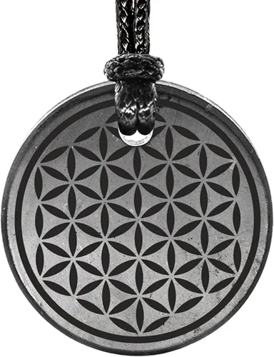 Vista 3 de Colgante Shungite Grabado Geometría Sagrada
