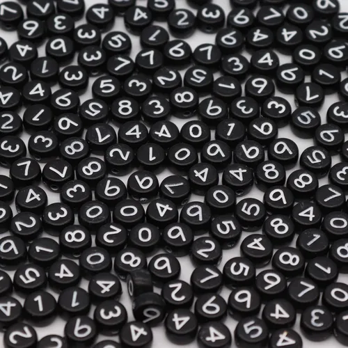 Vista 2 de Cuentas de números de acrílico para hacer joyas, pulseras numeradas, dijes de 0.16 x 0.27 pulgadas (0.157 x 0.276 in), monedas de disco redondas