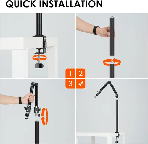 Vista 7 de TARION Overhead Camera Desk Mount Articulated with Gear Joints TKA01-L