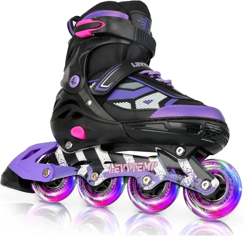 Vista 10 de Patines en línea ajustables para niños y adultos, patines al aire libre para principiantes con todas las ruedas iluminadas para niñas, niños