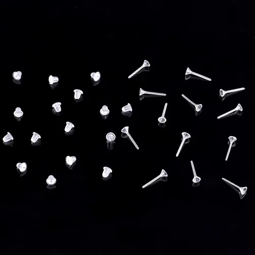 Vista 3 de KINBOM 100 pares de aretes de plástico transparente, protectores de aretes, aretes de plástico invisibles, aretes de plástico transparente, aretes