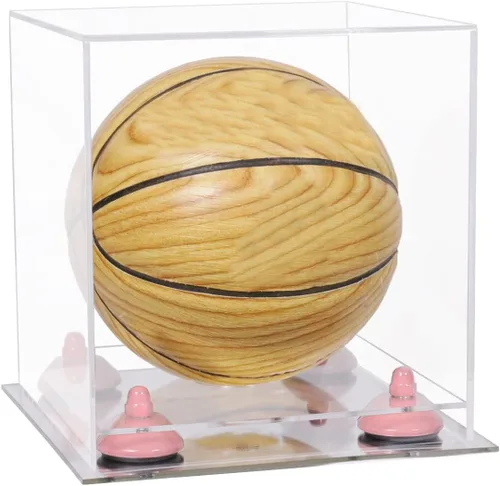 Vista 66 de Better Display Cases Mini acrílico - Miniatura (no tamaño completo) Baloncesto vitrina con elevadores negros y espejo (A015-BR)