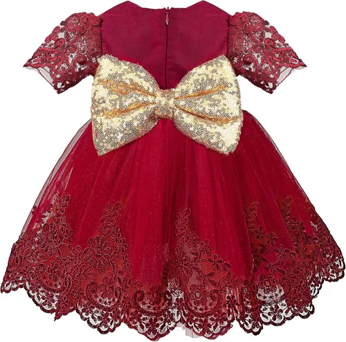 Vista 6 de Lilax Conjunto de 4 piezas de vestido de fiesta de boda de princesa de encaje recién nacido para bebé niña